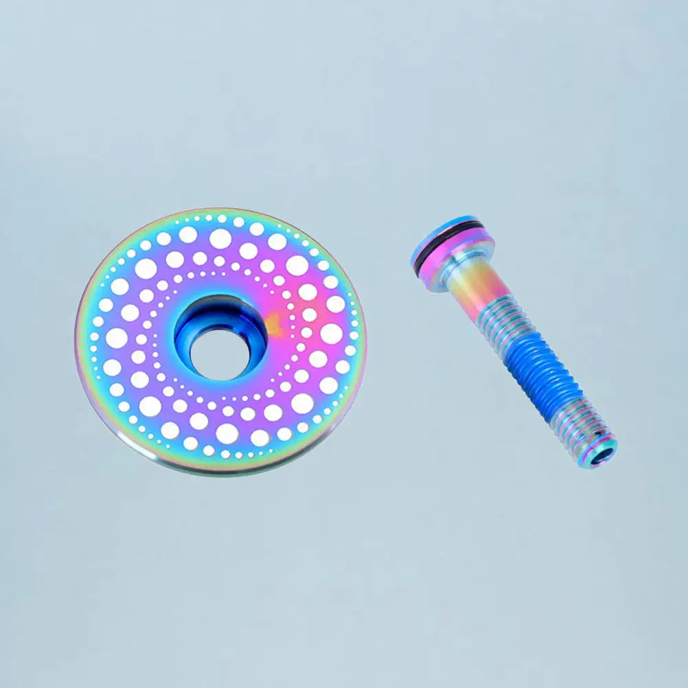 

1Set Bike Supplies Headset Cap Titanium Alloy High Strength No Deformation Easy Install for Mountain Road Bike Shiny Decor