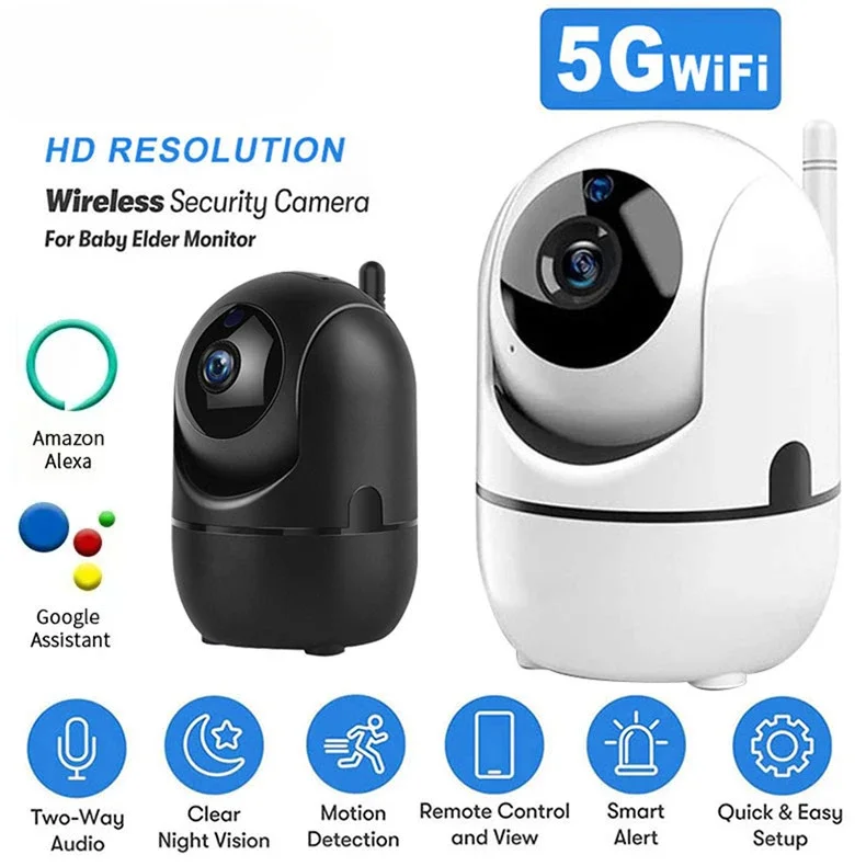 Baby Monitor Wireless Panoramic HD Night Vision Pet Cctv Mobile Detection Two-way Voice Intercom Wifi 5G Dual-band 1080P Camera