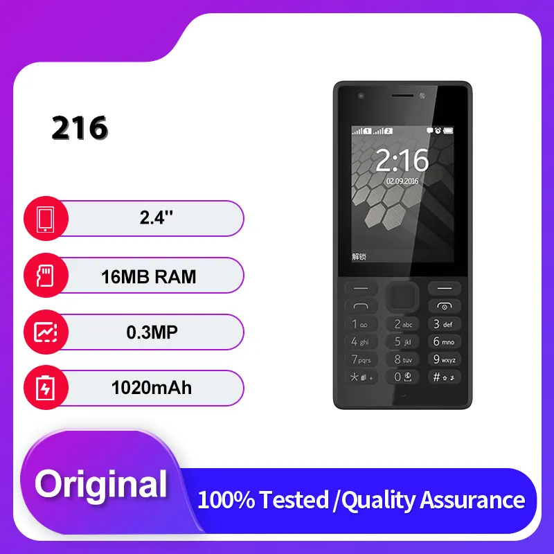 هاتف محمول أصلي غير مقفول 216 بشريحتين GSM 900/1800 مزود بتقنية البلوتوث ولوحة مفاتيح عربية روسية مصنوعة في فنلندا