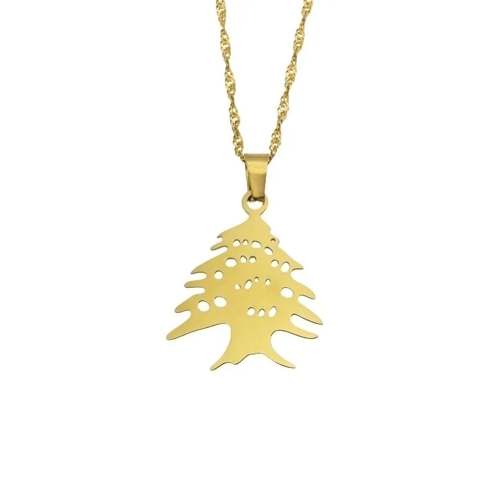Stainless Steel Cedar Tree Pendant Pendant Design Green Enamel Enamel Tree Pendant Patriotic Symbol Lebanon Symbol