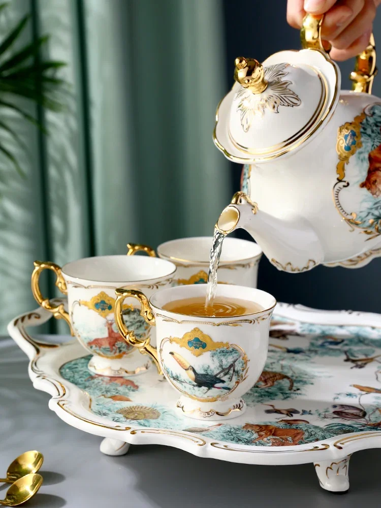 British Ins Teaware European Creative Flower Tea Afternoon Tea Ceramic Tea Set High-grade White Jade Porcelain Coffee Cup Sets