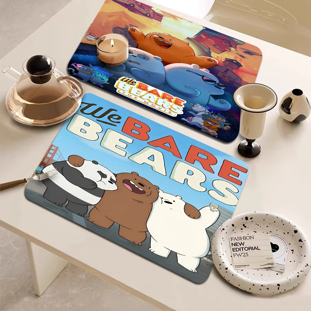 Cartoon We B-Bare-Bears Quick Drying Dish Mat Printed Kitchen Non-slip Coffee Cup Pad Drain Mats Dinnerware Cup Bottle Placemat