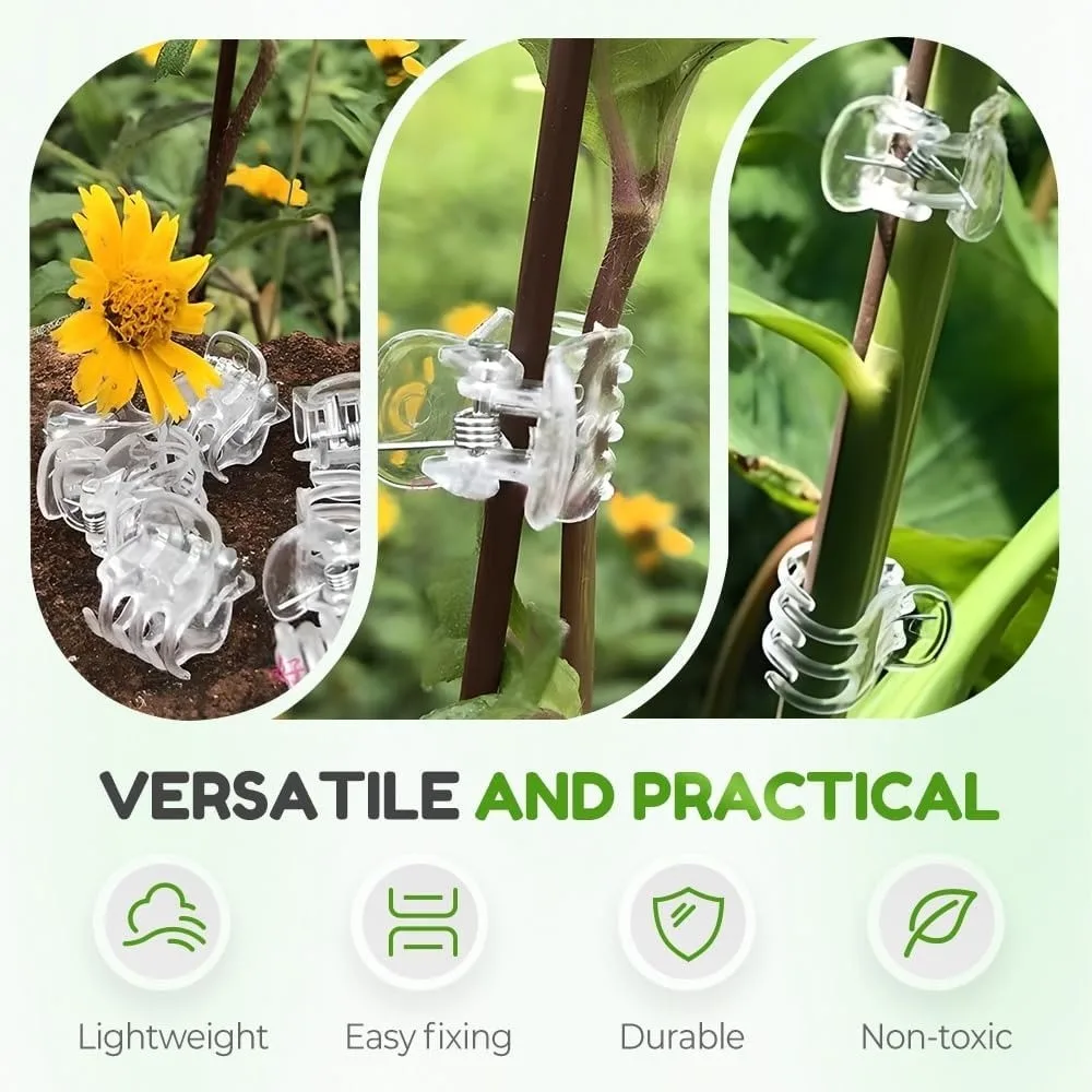 50Pcs Set Plastic Plant Fixing Clip Flower Grow Reusable Orchid Clips Supporting Stems Upright Branch Climbing Plants Support