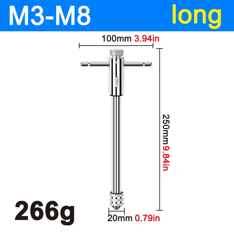 M3-M8 Adjustable Ratchet Hand Tap Wrench M5-M12 Extended Tapping Forward and Reverse Tapping Tool Accessories