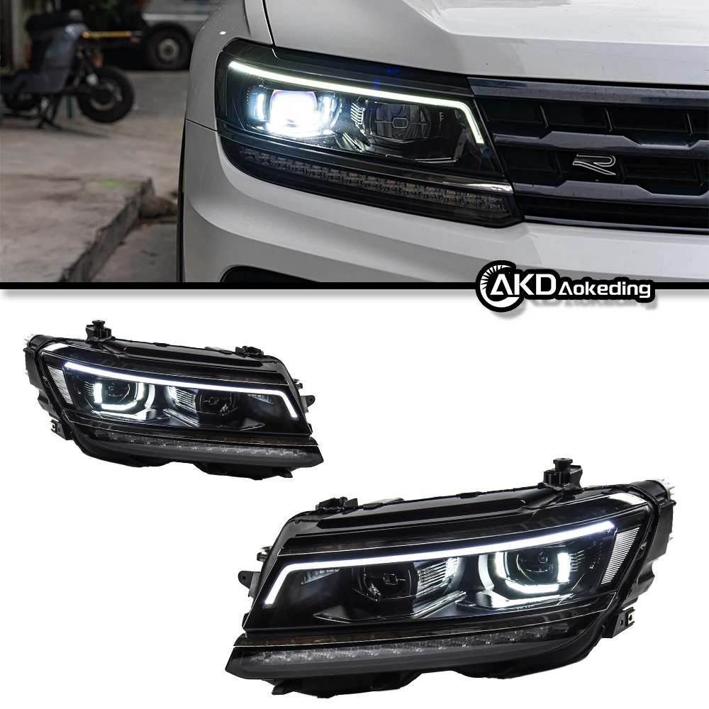 Auto Parts For Tiguan L Headlights 2017-2021 latest Single U Styling LED Daytime Lights Dual Projector Car Accesorios Modified