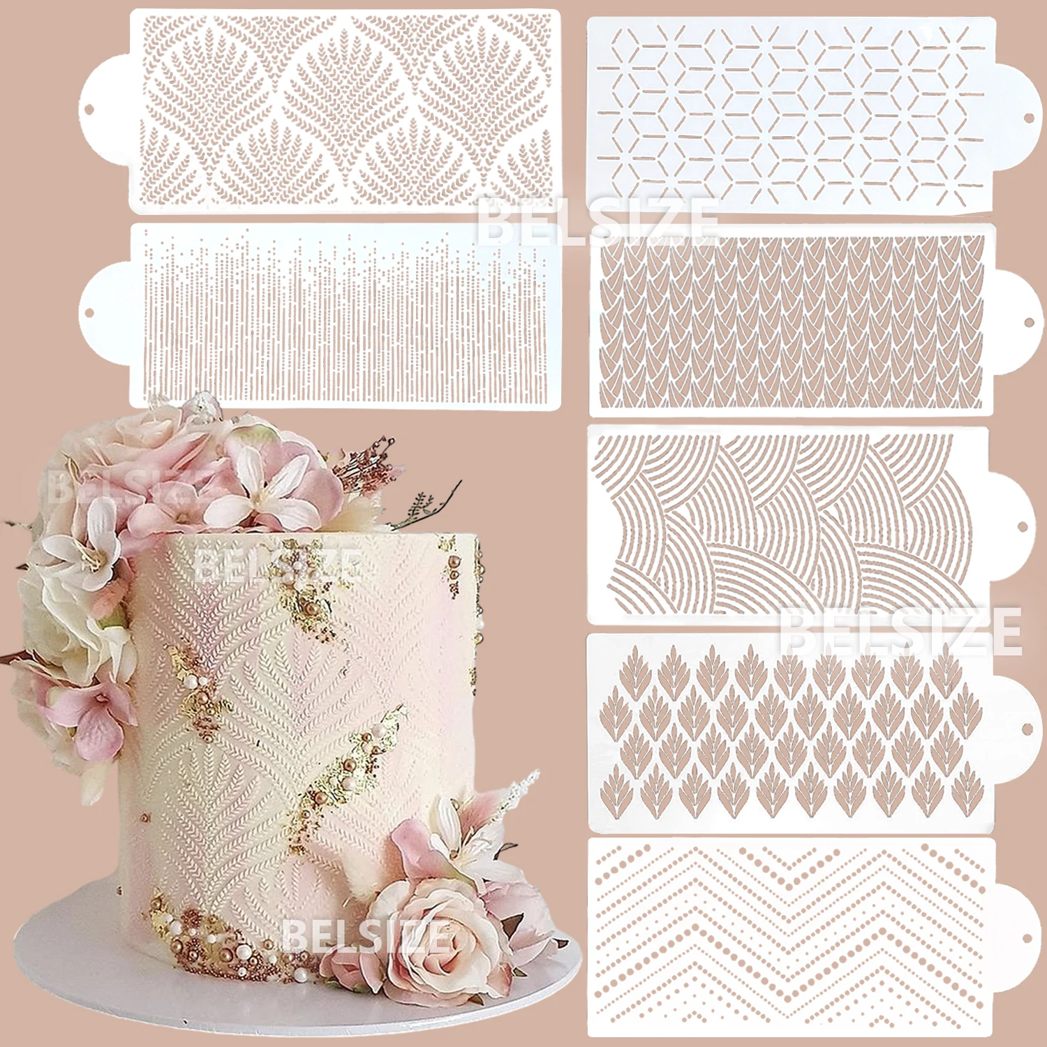 Cake Decorating Stencils Templates Floral Stencil Wedding Cake Lace Boder Fondant Mesh Stencil Spray Flora Molds Pastry Tools