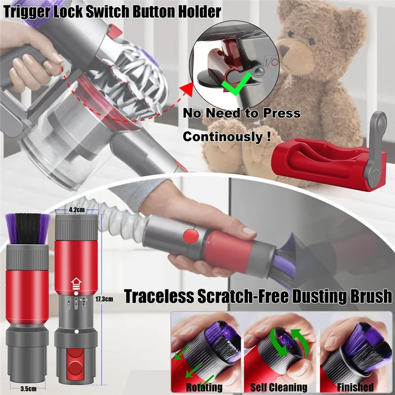 

Комплект аксессуаров A98I, совместимый с Dyson V7 V8 V10 V11 V15 — выдвижной гибкий шланг и многофункциональные щетки для насадок