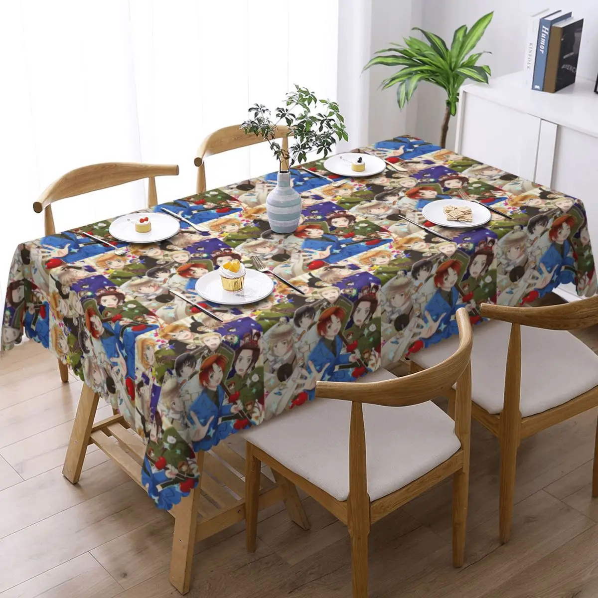 Hetalia Group World Stars Customized Rectangular Tablecloth Waterproof Table Cover for Dining Events Table Cloth