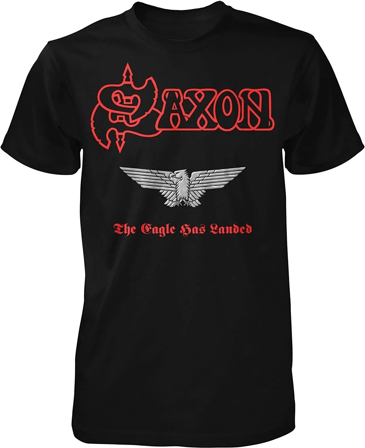 Männer T-Shirt Saxon Band T-Shirt Kurzarm Rock Tops schwarz Größe S-4Xl lustige T-Shirt Neuheit T-Shirt Frauen