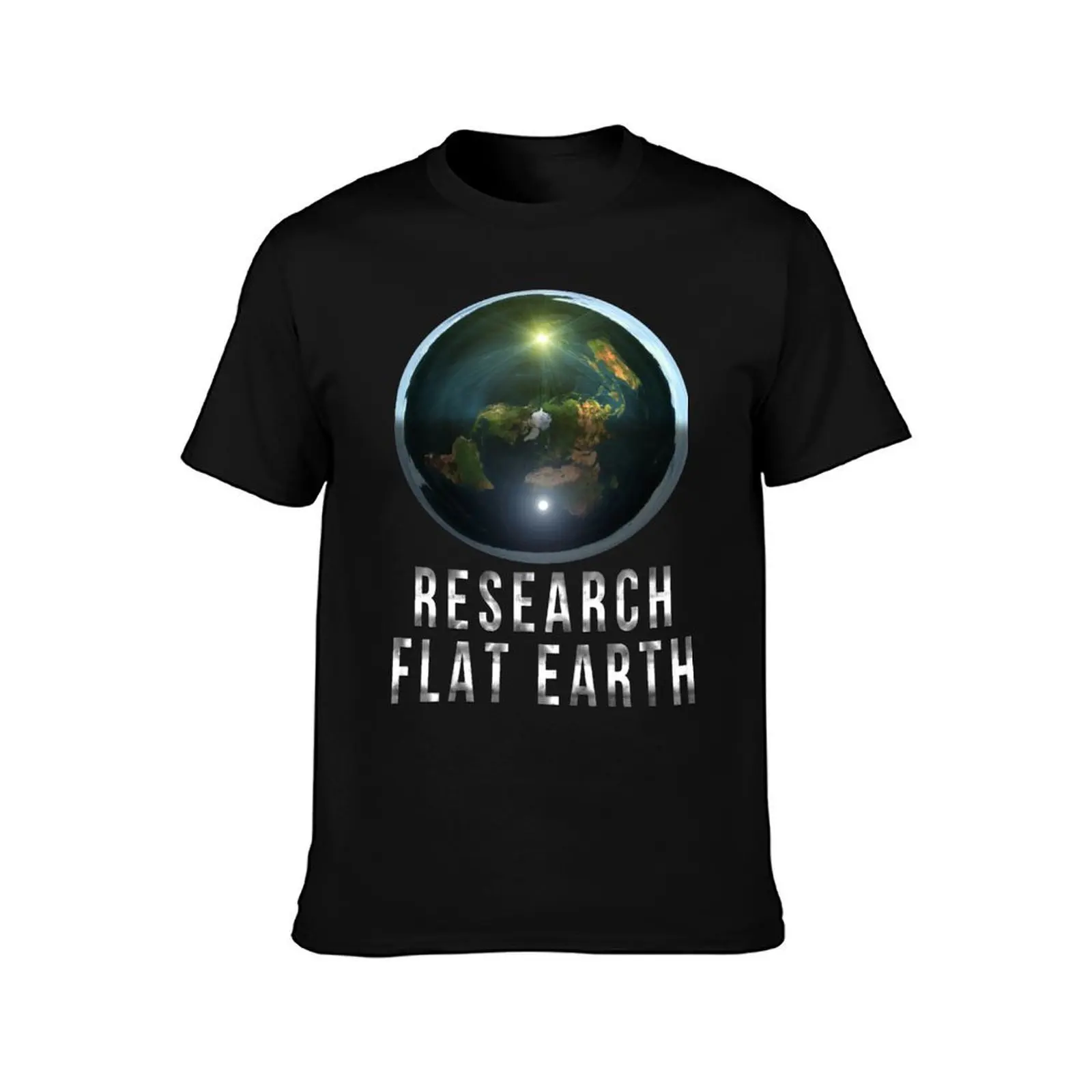 Research Flat Earth T-Shirt, Summer Casual Cotton Tee, Oversized Streetwear Tops, Vintage Graphic Print, Loose Fit Short Sleeve