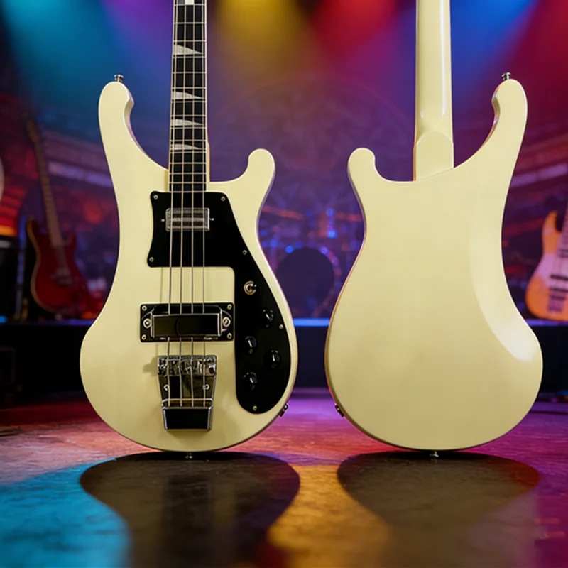 

Электробас-гитара Vicers, 22 лада, 4 струны, кремово-белая, цельная конструкция, открытые звукосниматели, хромированная фурнитура, USB-зарядка, в наличии