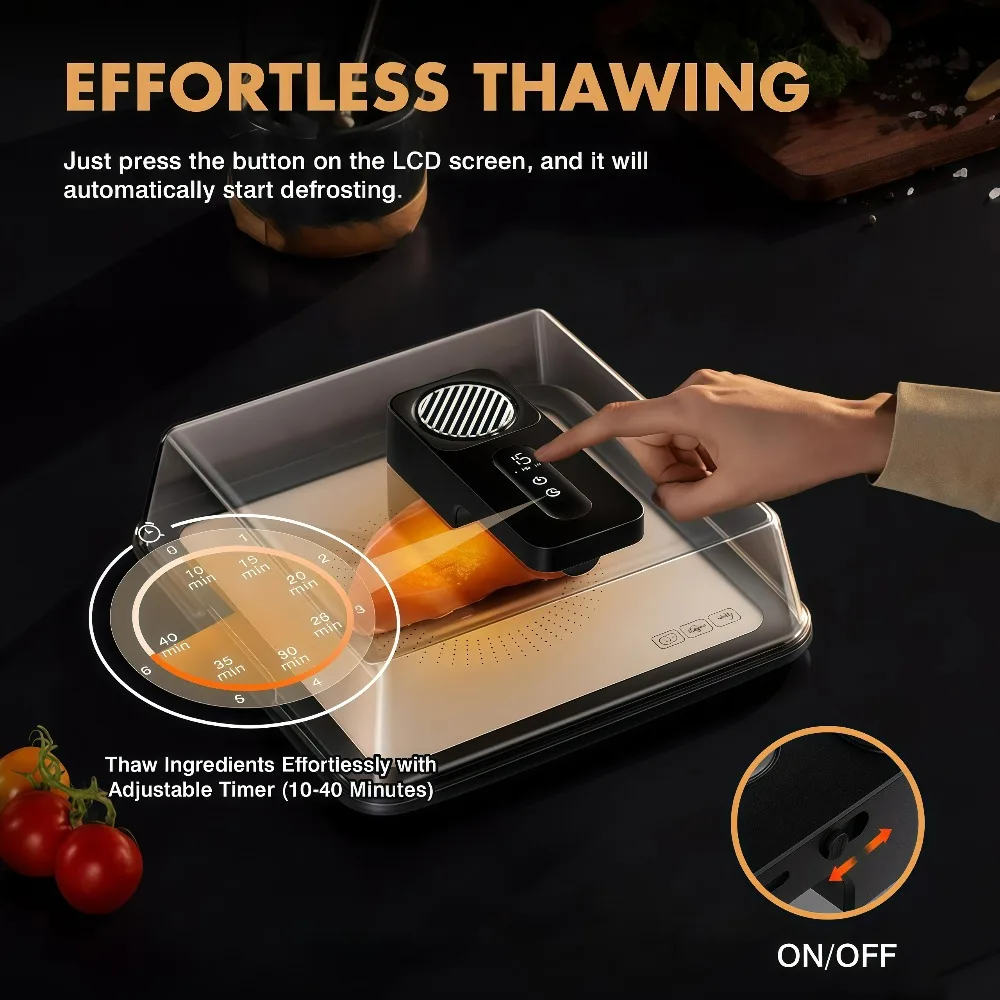 Rapid Defrosting Tray for Frozen Meat, Meat Thawing Tray Airflow Technology, Smart Defrosting Mat, No Cold/Warm Water Required