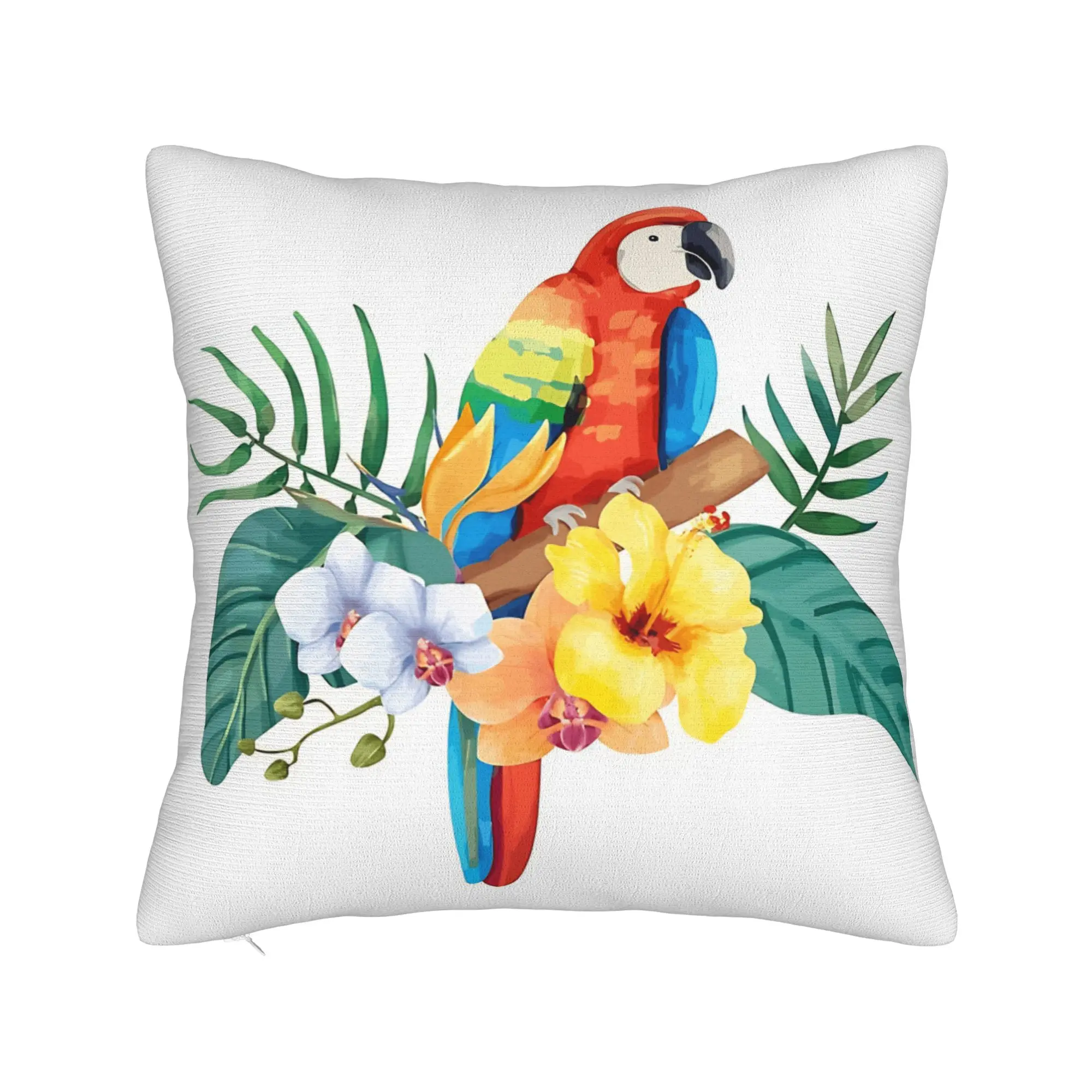 Tropical Parrot Palm Pillowcases  Kawaii Pillow Case For Couch Sofa Bedroom Comfy Pillow Cover