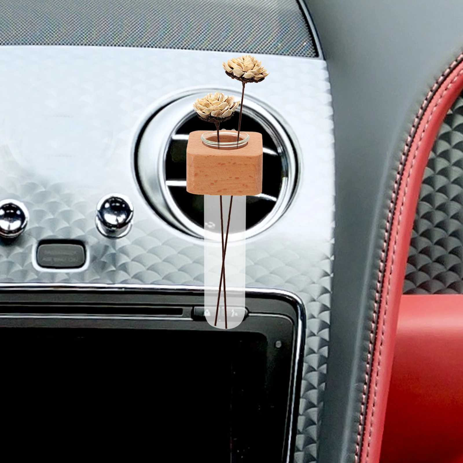 

Car Flower Vase Clip Holder for Air Vent Aesthetic Dashboard Decor Removable Glass Tube Car Plant Holder Ideal Gift