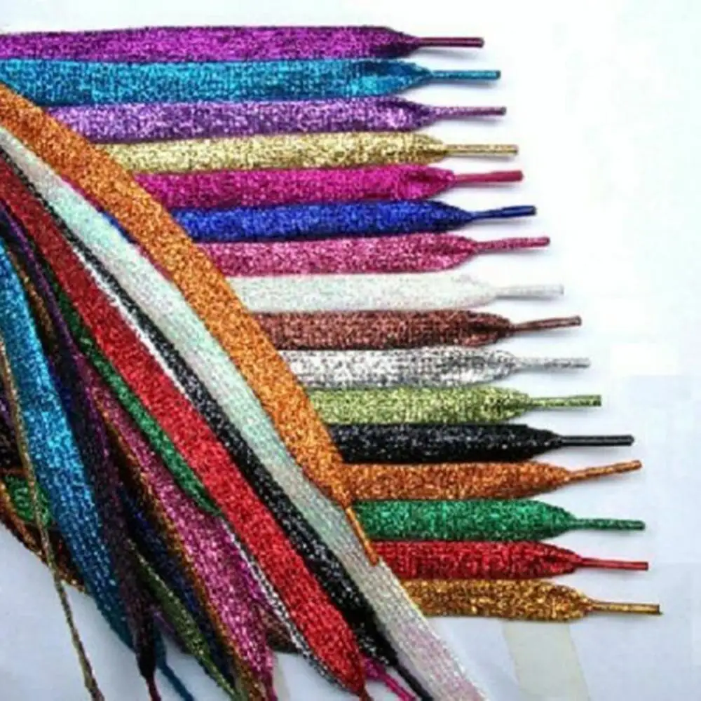 Fashion New 110cm Flat Glitter Colored Shoe Laces Canvas Sneakers Shoelaces String Shoe Accessories