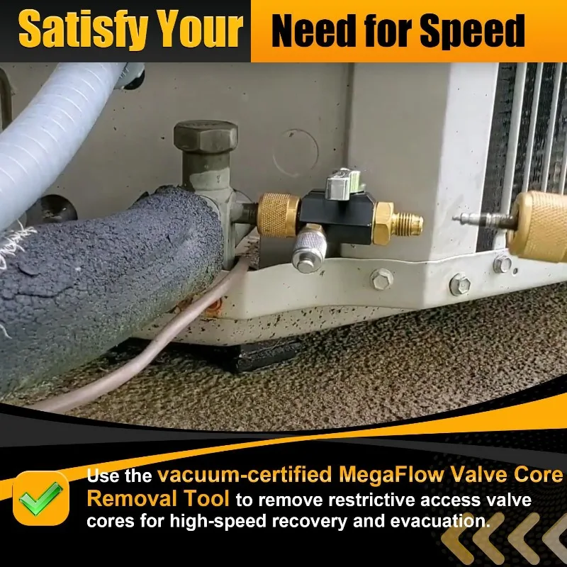 Valve Core Remover Installer Tool Kit with Dual Size 1/4 & 5/16 Port for with R22 R12 R407 R410 R404 R32 R600 HVAC System Repair