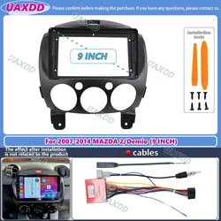 2 Din Car Interior Android For 2007-2014 MAZDA 2 Demio 9INCH frame Kit cable harness panel Center fascia adapter decoder canbus