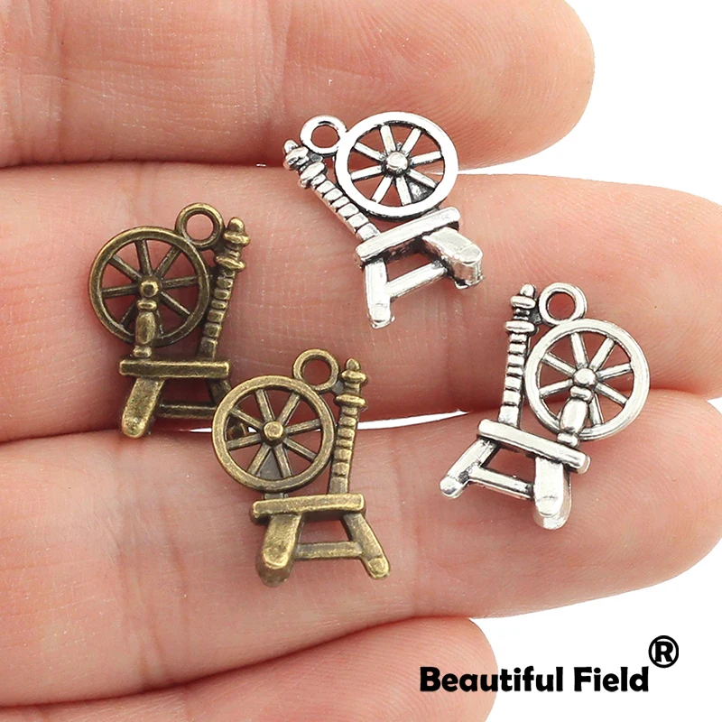 18pcs 18X13mm Antique Tibetan Silver Bronze Charms Bracelet Necklace Pendant New Fashion Spinning Wheel A121