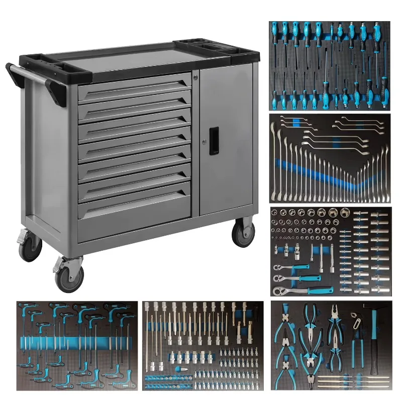 Metal Auto Repair 7 Drawers Roller Cabinet Tool Trolley Mobile Toolbox Steel Rolling Tool Cabinet Stainless Steel Tool Chest