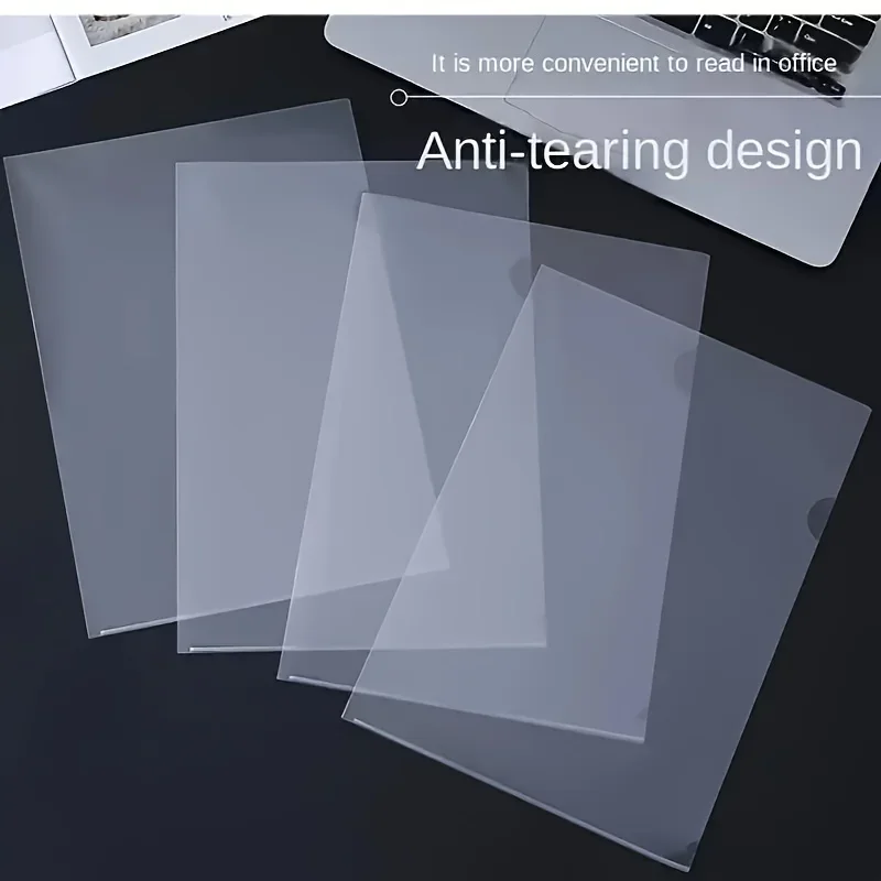 10 Pcs L-shaped folder plastic PP transparent single-page folder A4 two-page set office document storage and organization
