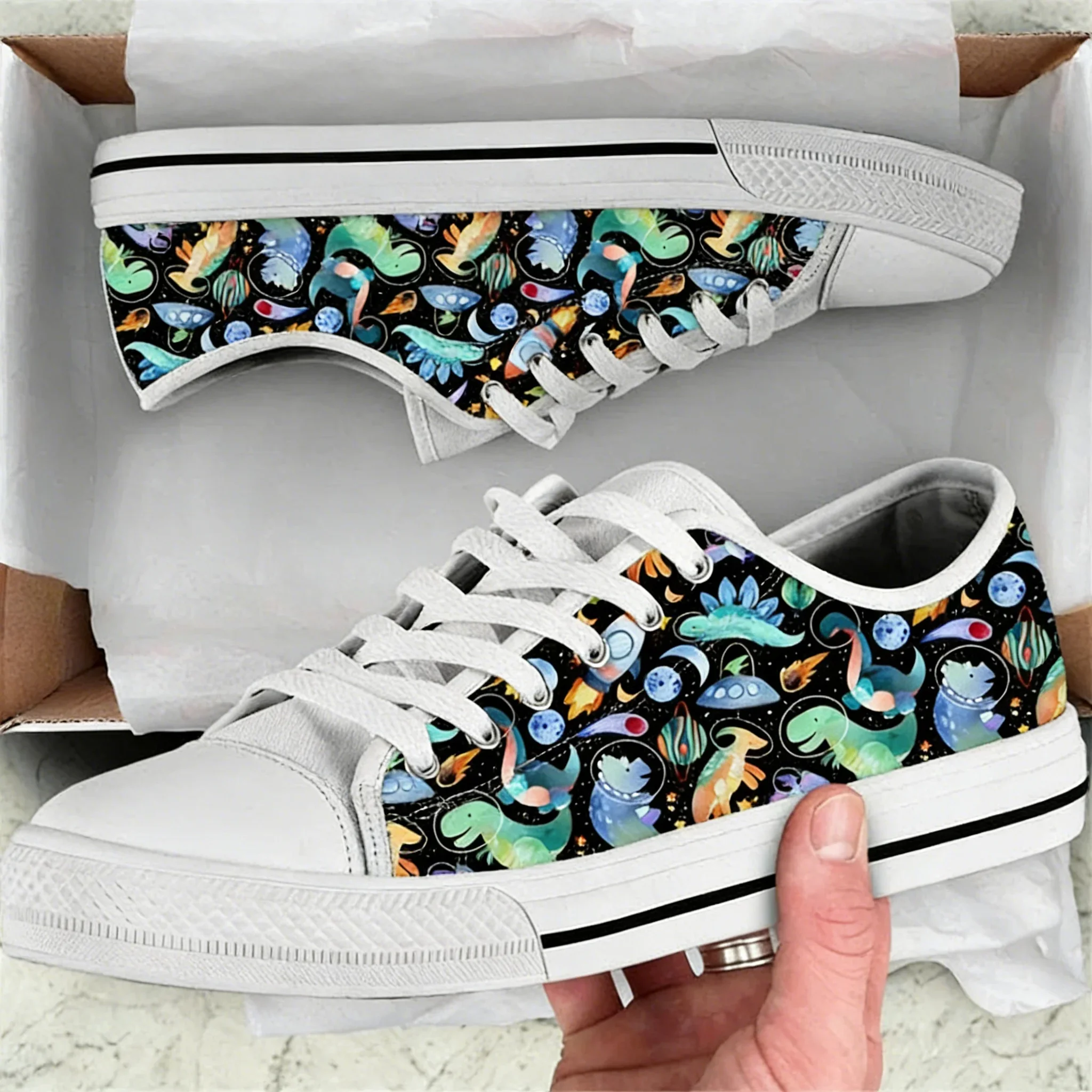 2023 Breathable Ladies Sneakers Comfortable Women's Walking Shoes Black Wild Horse 3D Print  Low Top Canvas Shoes Footwear Gift