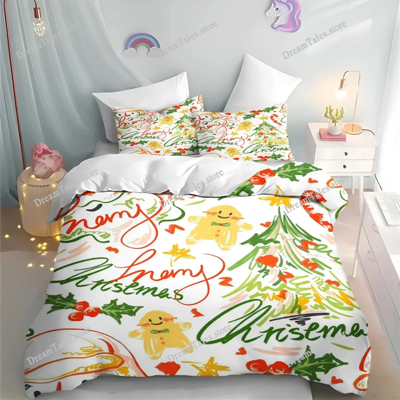 

Christmas Quilt Cover, Cartoon Anime, Duvet Printed Comforter, Polyester Bedding, Twin Size, Children Gift, Various Sizes