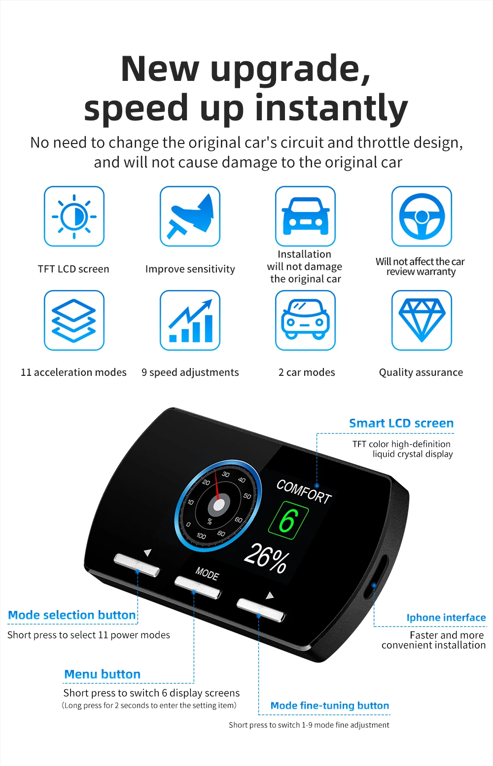 Controlador de acelerador de 9 unidades, versión de lujo, aumento de potencia de scooter, Toyota Lexus, nueva actualización