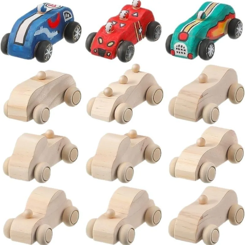

6PCS/SET Wooden Material DIY Painting Cars Painting Surface Educational Hand-made Toys Hand-crafted Lightweight Wooden Toys