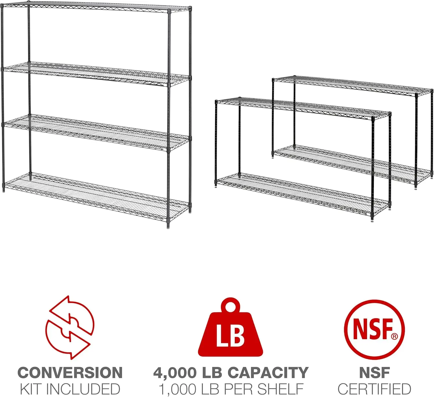 Alesw207218Ba Ba Plus 72 In. X 18 In. X 72 In. 4-Shelf Wire Shelving Kit - Black Anthracite Plus