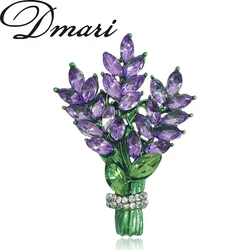 Dmari feminino broche romântico cristal lavanda flor lapela pinos ol acessórios lavanda botânica vindicate presentes jóias de luxo