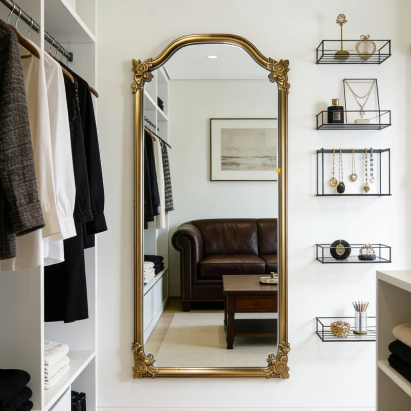 Moving Floor Mirror Standing Girls Full Body Men Bedroom Luxury Long Bathroom Mirror Funky Espelhos Living Room Decorations
