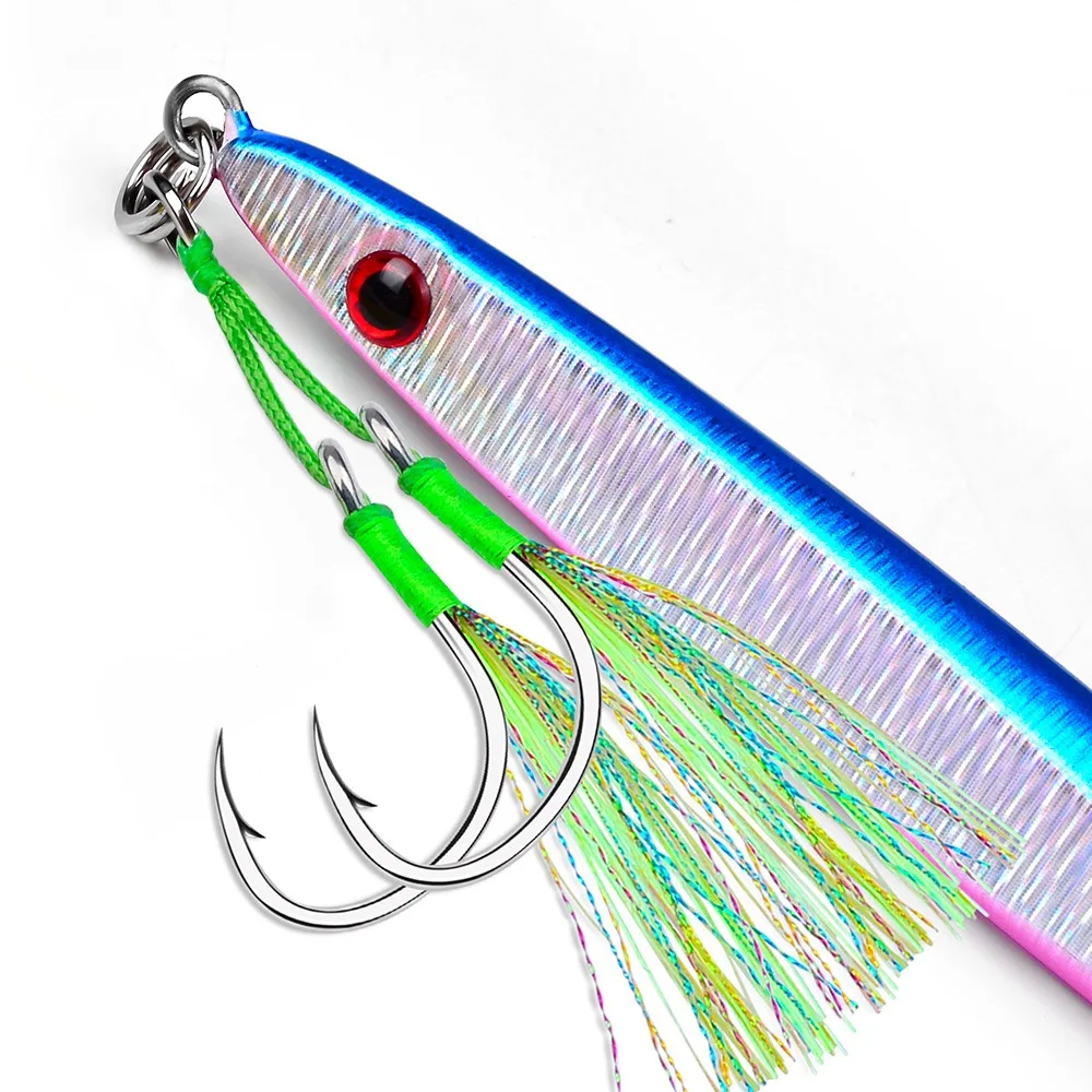 Anzuelos Dobles de Pesca con Plumas y Púas – Afilados para Marina - imagen 4