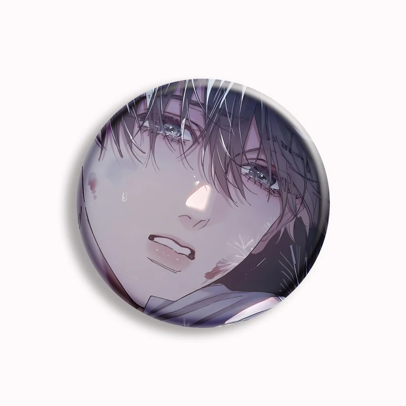 Pin de botón De Seta pequeña Manhwa coreano BL Manga An Zhe y Lu Feng, broche de Anime de dibujos animados, insignia de decoración de bolsa, colección de fanáticos, 58mm