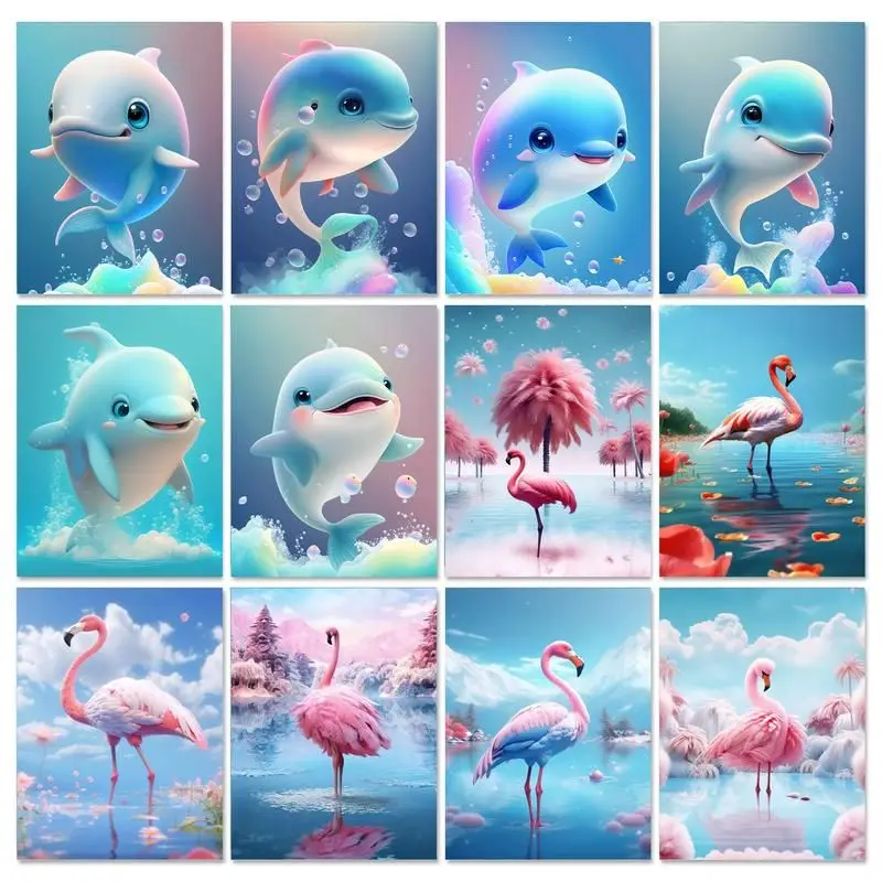 

5D Diy Diamond Painting Dolphin Diy Craft Animal Diamond Embroidery Mosaic Cross Stitch Kit Home Decoration