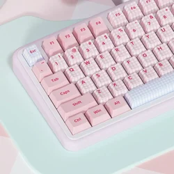 Blue and pink plaid Japanese double-spell keycap, original height PBT 68/75/87/98/99 keyboard cap