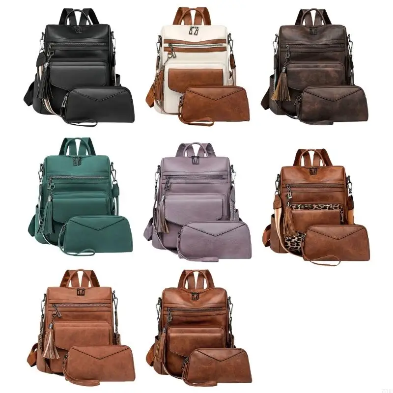 

77HE Backpack Purse Shoulder Bag Retro Backpack School Bag Large Capacity Daypacks