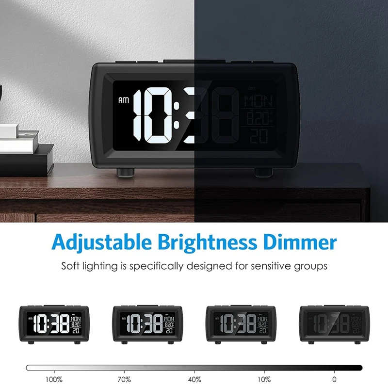 Horloge Radio FM pour chambres à coucher, horloge Radio FM numérique avec variateur de luminosité, Port USB, 7 couleurs de police, Snooze blanc