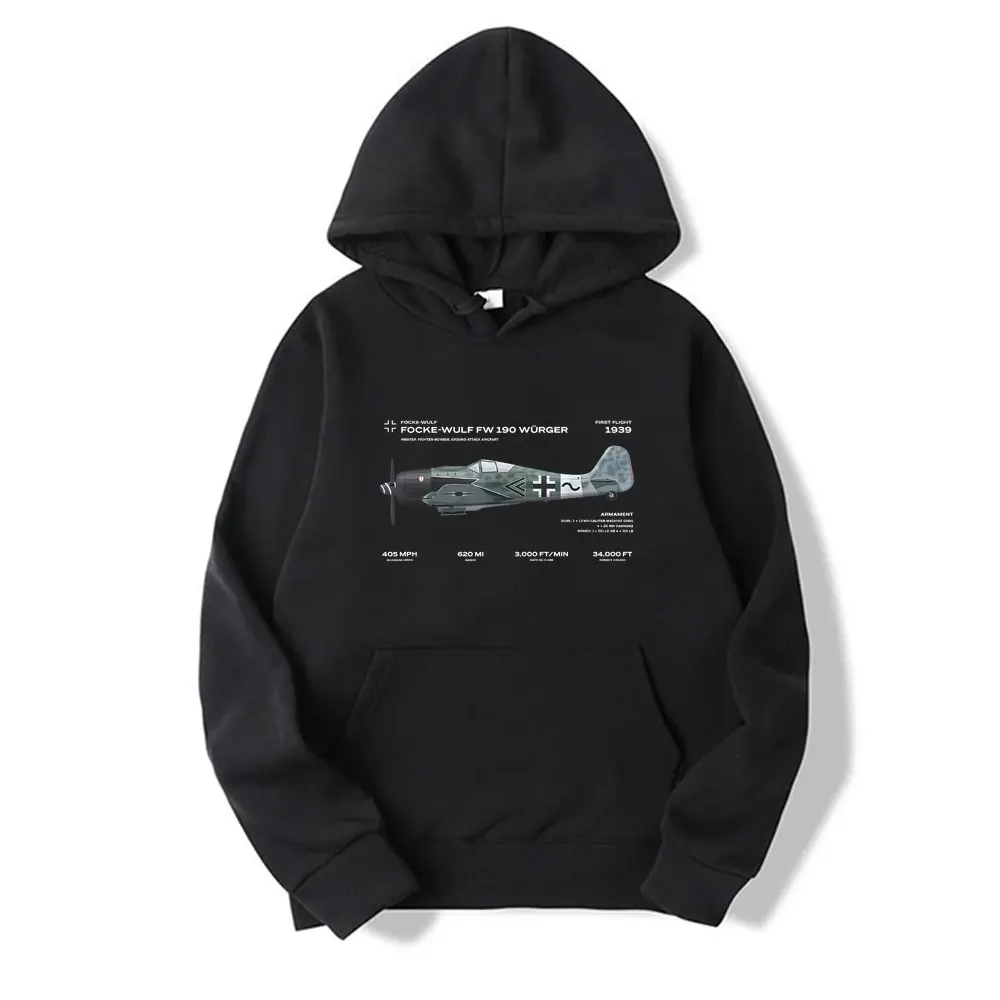 

Luftwaffe German Focke Wulf Fw 190 Fighter Aircraft Graphic Hoodie Men Women Casual Vintage Hoodies Unisex Fashion Sweatshirt