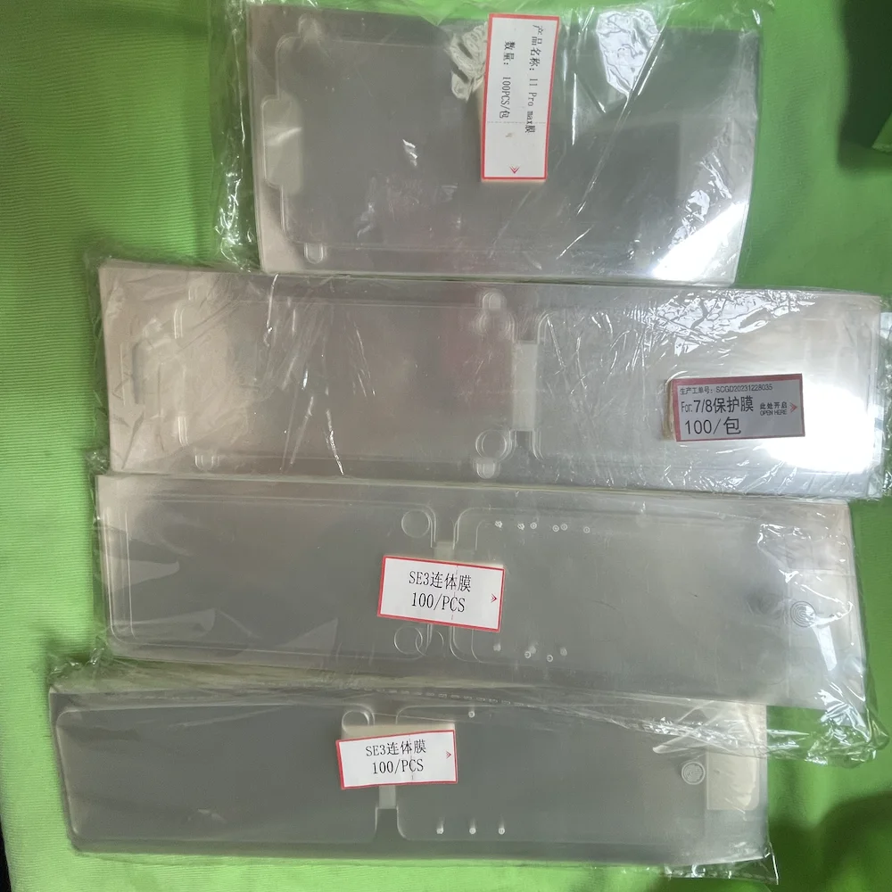 100pcs Plastic Seal Film Single Front / Front+Back Integrated No Residue Anti Dust for 6/7/8 Plus X XS Max XR SE2/SE3 11 Pro Max