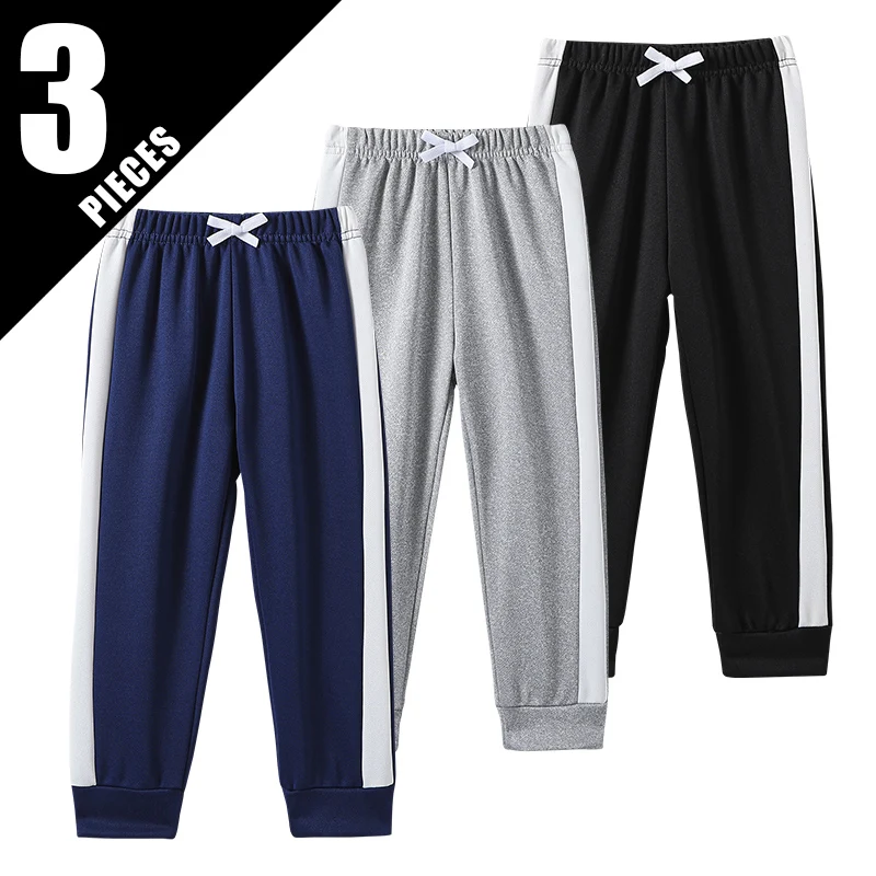 3-Piece Autumn Children's Pants Solid Color Multi Color Fashion Side Stripes Campus Leisure Daily Sports Comfortable Loose