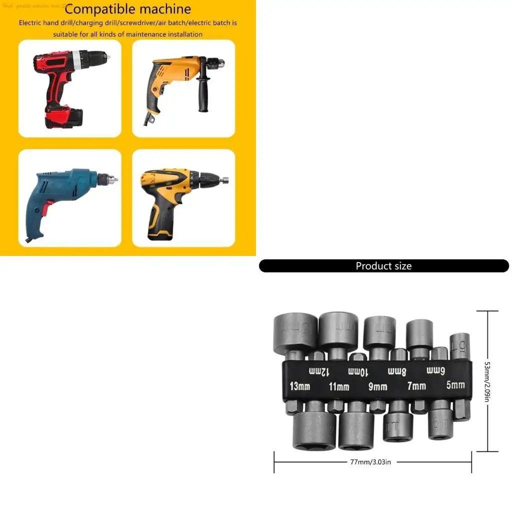 203F 9/14Pcs Socket Sleeves Adapter Hexagonal Connectors Socket for Head Outer Electric