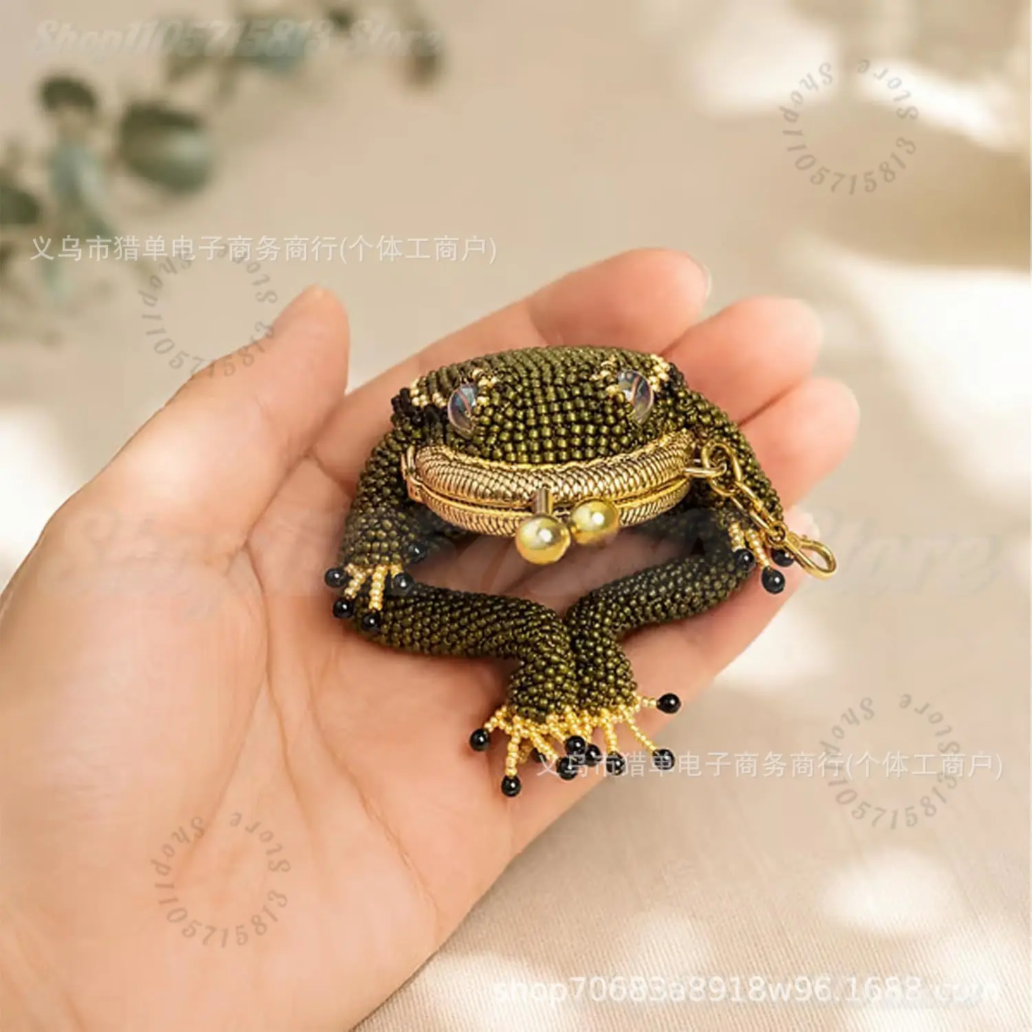 1-3Pcs Charming Frog Coin Purs, Beaded Kiss Lock Keychain Pouch with Lucky Toad Design Handmade Small Purse for Women Gift view 6