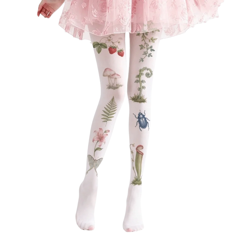 Y2K Velvet Pantyhose Plus size Medium Thickness Women Printed Tights Footed Design Regular Crotch Footed Tights Fashion Styling