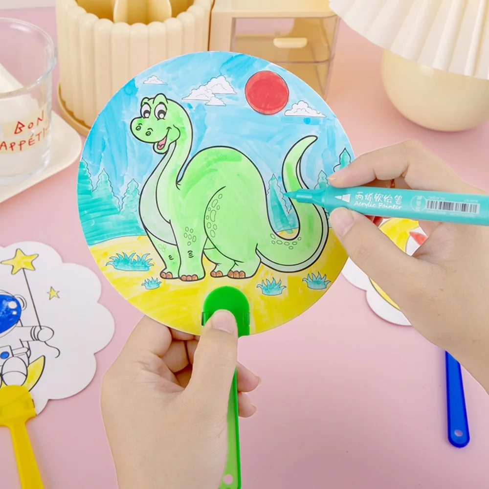 10-30 Pcs Cartoon DIY Painted Graffiti Fan Kids Birthday Party Anniversary Wedding Guest Gift Back To School Kindergarten Gift