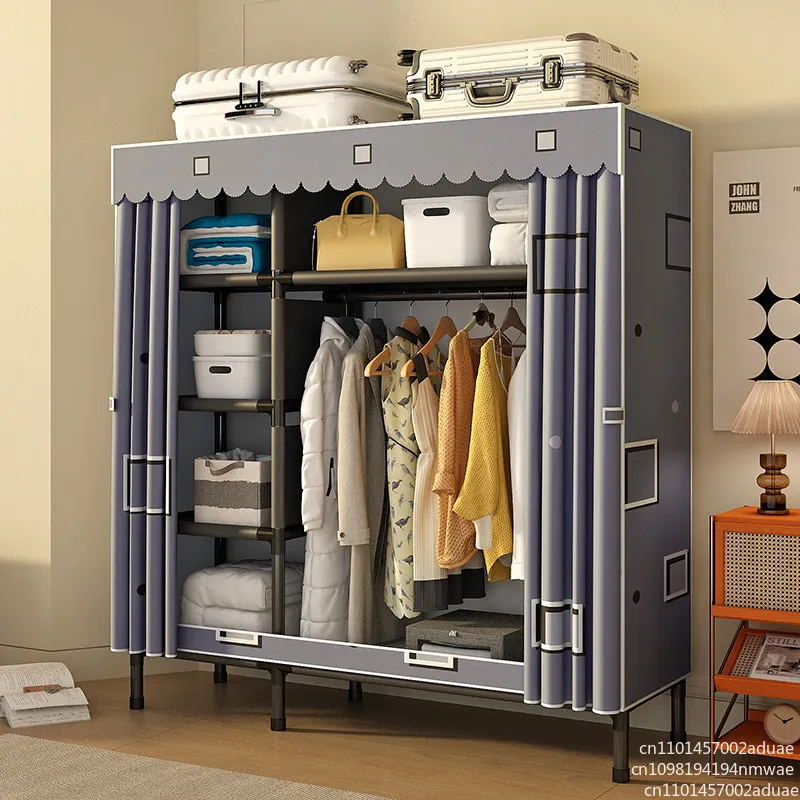 Wardrobe household bedroom assembled cloth wardrobe full steel frame bold thickened simple cloth wardrobe