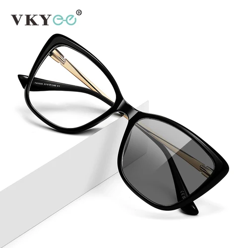 VKYEE, nuevas gafas de lectura personalizadas con diseño de marco grande de mariposa, gafas de lectura antiluz azul, prescripción fotocromática personalizable LS228