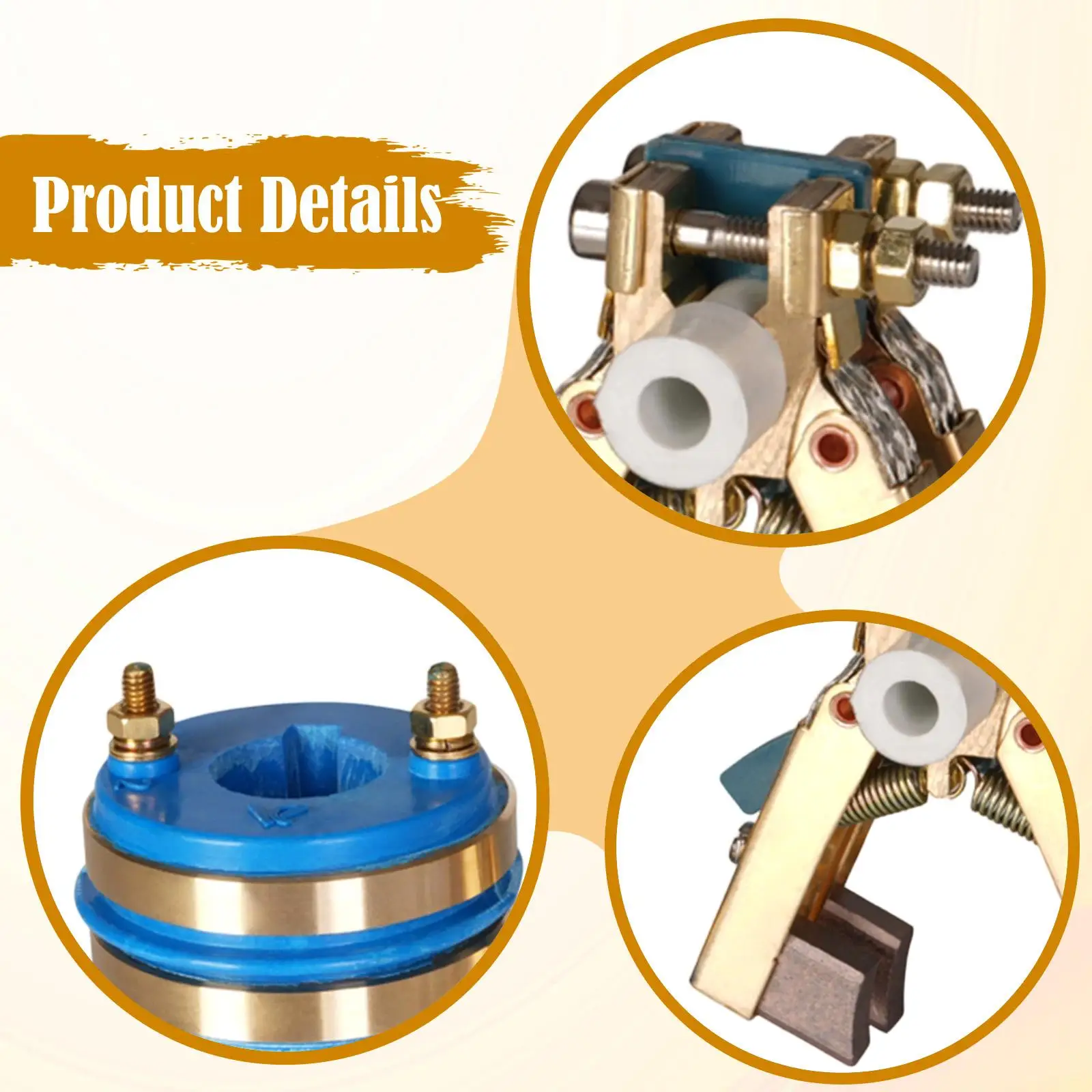 Metal Slip Ring Assembly Generators Carbon Brush Holder Collector Ring Accessory High Power for Packaging Machine Replacement