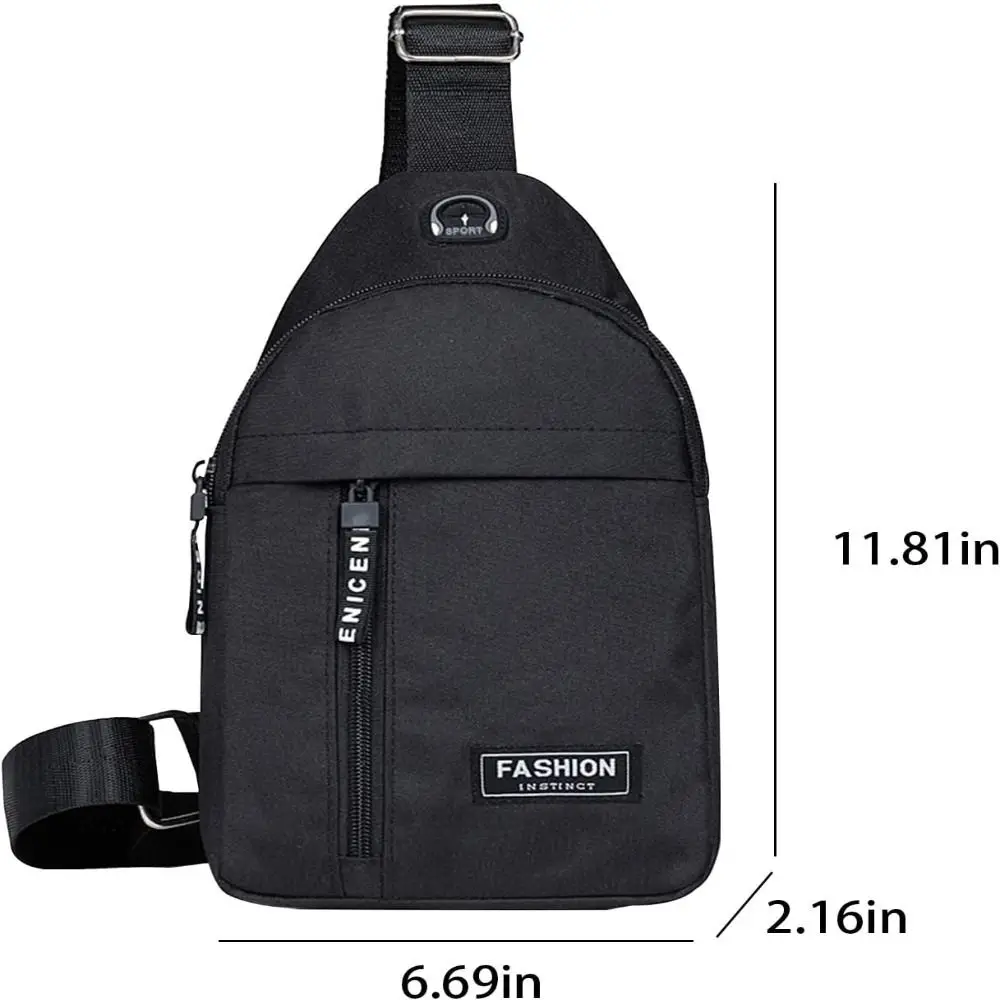 Men Multipurpose Anti-theft Outdoor Chest Pack with Earphone Hole Crossbody Bag Shoulder Sling Bag