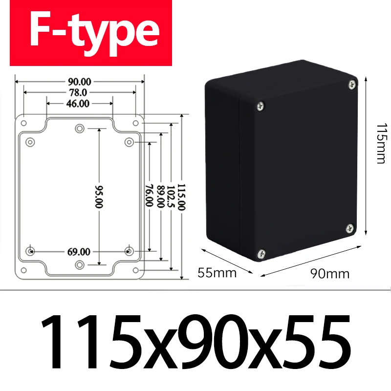 ABS Wasserdichtes Boxgehäuse Elektronisches Safe Gehäuse Kunststoffboxen Schwarzer Drahtanschlusskasten Kunststoff-Organizer IP67 Wasserdichtes Gehäuse