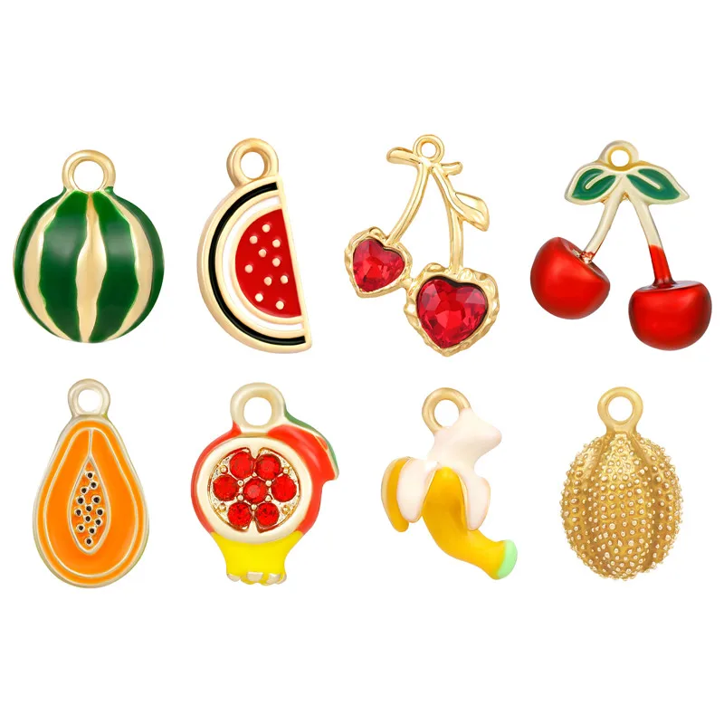 Fashion Papaya Banana Durian Cherry Pendant Beads Stainless Steel Charms For DIY Bracelet Earrings Necklace Jewelry Making